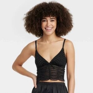 NWT: Colsie Black & Silver Dot Mesh Bralette (M)
